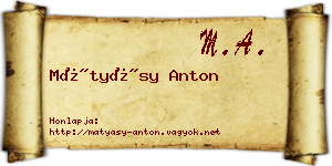 Mátyásy Anton névjegykártya